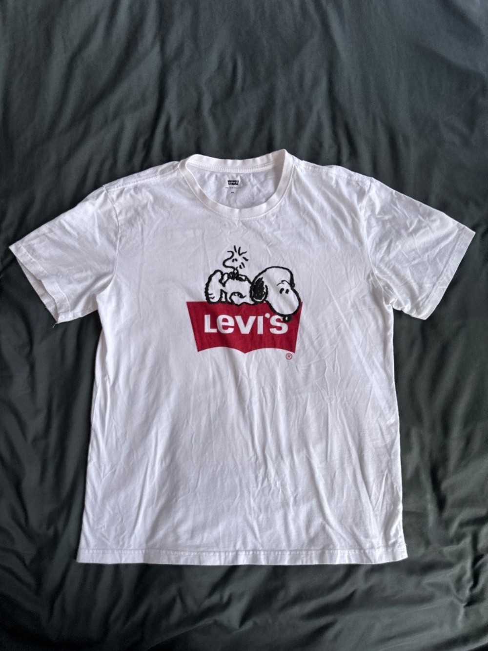 y2k streetwear casual white cartoon graphic tee, men's M / slim L